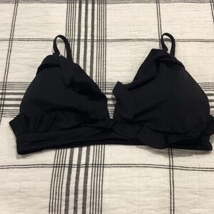 Women's black ruffle bikini top
